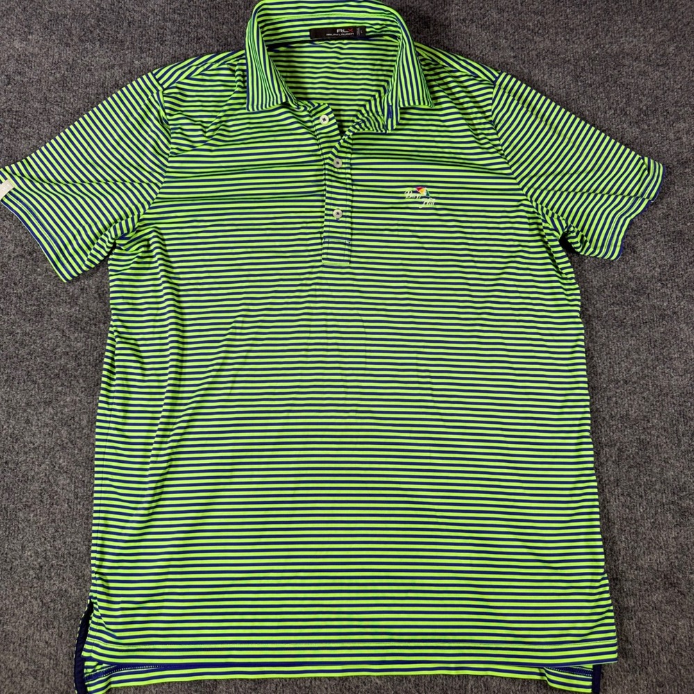 RLX Ralph Lauren Polo Shirt Bay Hill Golf Striped Performance Large Green Mens